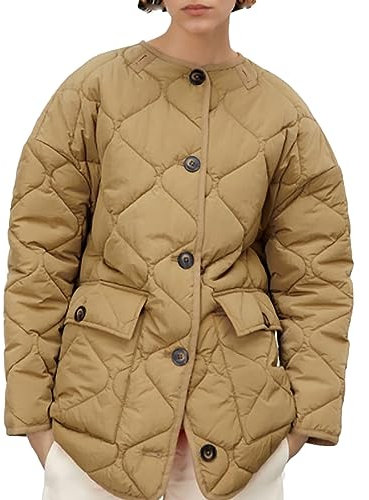 KOG Winterjacke Damen Daunenjacken Warme Wintermantel Baumwolle Fahrradmantel Oberteil Teenager Mädchen Outlet Amazon Elegante Strickjacke Winter Frau Gutschein Amazon Khaki XS