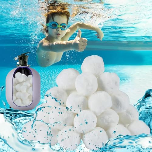 Vasey Sfere Filtranti per Piscina 1500 g, sostituisce 50 kg di Sabbia filtrante e Sabbia di Quarzo, Riutilizzabile per Accessori per Piscine, detergente per Piscine, Filtro a Sabbia per acquari