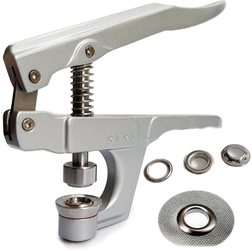 RERI 100set 14mm Ösen-Set mit Werkzeug Silver Ösenzange Ösen mit Ösen-Einstellwerkzeug für Schnürsenkel, Kleidung, Rucksack, Schuhleder