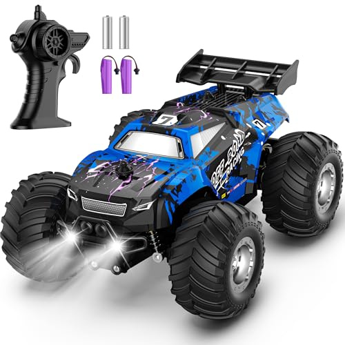 Barlisam Remote Control Car, All-terrain Remote Control Truck for Boys 8-12, Headlight, Dual Motors, 1:20, 10KM/H, 2.4GHZ, Speed-friendly, Sturdy, Rechargeable RC Cars for Christmas, Beginner, Kids 6+