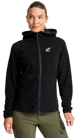 RevolutionRace Hiker Fleece Hoodie für Damen, Leichter und elastischer Fleece-Hoodie, Black, XXL