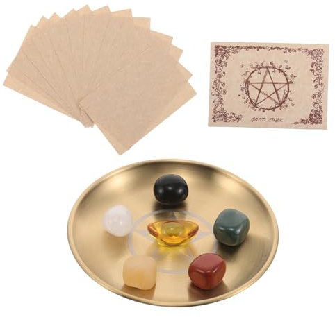 FUTUREORYY Plateau Autel Rituel pour Pierres Autel et Bougies Plat de Divination et Décoratif Métal Support pour Cristaux et Rituels