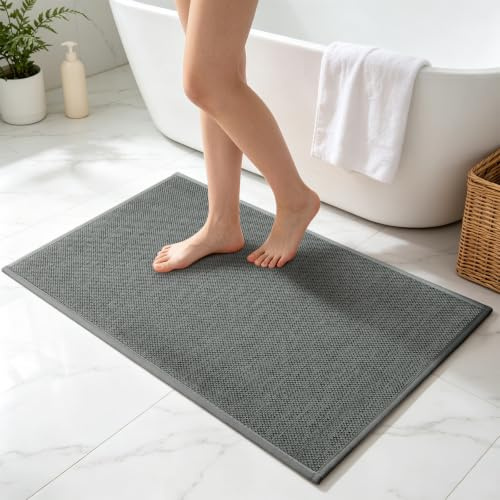 LIMNUO Alfombras de baño, Alfombrilla Antideslizante para la Bañera, Alfombrilla con Base de Goma para el Baño, la Ducha y el Lavabo, de Secado Rápido y Apta para la Lavadora (Gris, 40X60cm)