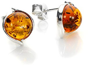 Boucles d'Oreilles en Argent 925/1000 et Ambre