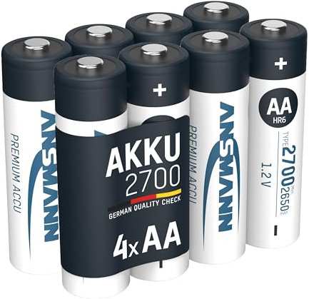 ANSMANN AA Rechargeable Batteries [Pack of 8] 2700 mAh NiMH High Capacity AA Type Size Battery For Toys, Cameras, Flash Units, Cordless Phones, Remote Controls, Game Consoles