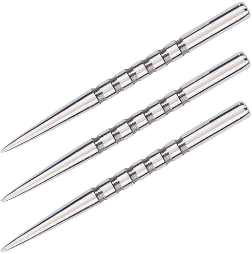 Enhörning ersättning stål dartpunkter | standardlängd 34,9 mm | 6 spår | silver | 3 per förpackning