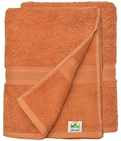 leevitex® Saunahandtuch XXL, flauschig und saugstark, 2 Saunatücher, 80 x 200 cm, Qualität 500 g/m², 100% Baumwolle - Terrakotta