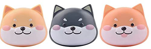 2 Pack Cute Contact Lens Cases, Shiba Inu Contact Lens Soak Storage Box, Portable Cartoon Contact Lens Holder with Mirror Tweezers for Travel Kit (Yellow)