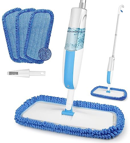 Sprühwischer Bodenwischer, FORSPEEDER Wischmopp mit Sprühfunktion mit 410ml Wassertank Trocken-Nassmopp Sprühwischer Bodenwischer mit 3 Waschbaren Mikrofaser Pads Wischer Boden Spray Mop