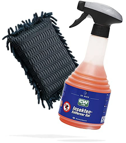 detailmate Set: Dr.Wack Insektenentferner Gel 0,5L + Insektenschwamm schwarz - Insektenentferner fürs Auto/Motorrad - Insektenreiniger mit schonenden Chenille Lamellen