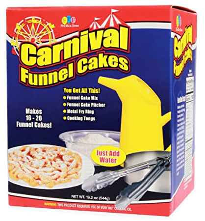 Fun Pack Foods - Carnival Funnel Cakes Deluxe Kit - Includes (2) Original Funnel Cake Mixes, Pitcher, Fry Ring & Cooking Tongs