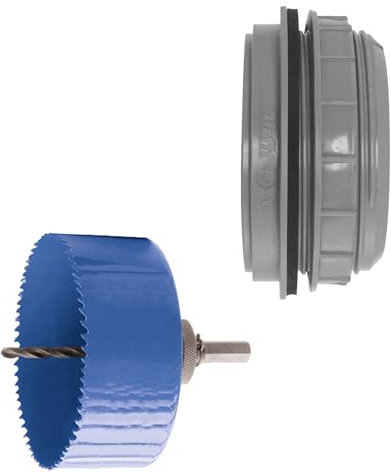 tecuro Kombi-Set Anschraub-Muffe DN 75, KS-grau, inkl. Kreisschneider Ø 121 mm