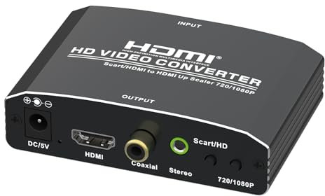 MaxTrack CS33L - Scart zu HDMI Konverter mit Upscaler - Konvertiert analoges Scart-Signal in digitales HDMI-Signal mit hoher Auflösung (720P / 1080P) - Kompatibel mit alten und neuen Geräten