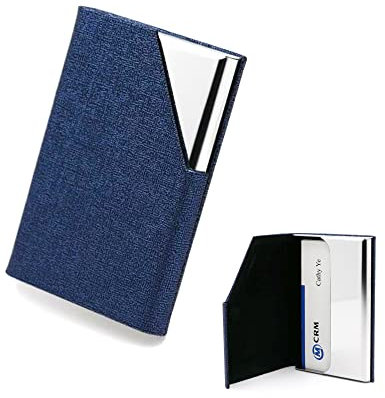 CiciIng Visitenkartenetui, PU-Leder Visitenkarten Etuis, Visitenkartenhalter mit Magnetverschluss, Kartenetui für Damen und Herren (Blau)