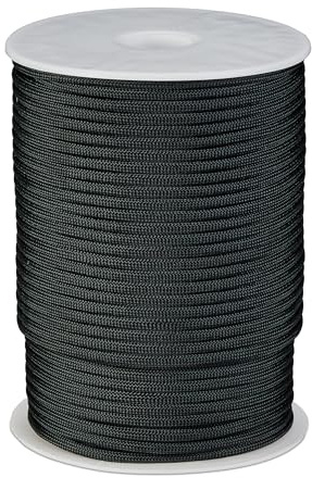 Relaxdays Cuerda de Nailon de 4 mm, 80 m, Resistente a Desgarros, Tipo 3, 9 Filamentos Interiores, hasta 250 kg, Negro