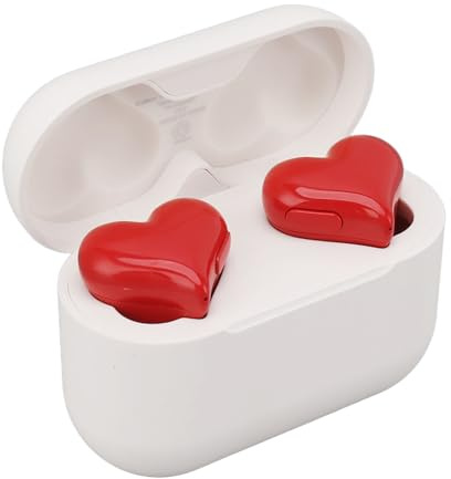 Auricolari Wireless, Cuffie Stereo Bluetooth con Cancellazione del Rumore con Custodia di Ricarica, Auricolari Intrauricolari con Durata di Riproduzione di 16 Ore(a Forma di cuore)