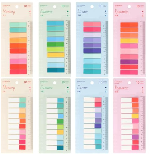 Lot de 1600 notes adhésives transparentes - Pastel - Marqueurs esthétiques