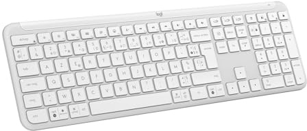 Logitech Signature Slim K950, Clavier sans Fil, Design élégant, Saisie sur Plusieurs dispositifs, Frappe discrète, Bluetooth, Multi-systèmes d’Exploitation, Windows, Mac, Chrome, FRA AZERTY, Blanc