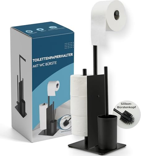 Gartrek Toilettenpapierhalter stehend, WC Bürstengarnitur, Klopapierhalter stehend, Silikon-WC Bürste, ohne Bohren, Badezimmer Zubehör