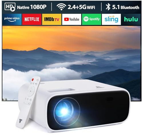 ZDK 2025 High Performance Projector, Supports Switch and PS5 without Delay, Projector with WiFi and Bluetooth, 20000 Lumens 4K Support, Full HD 1080P Resolution, (High Brightness Version)