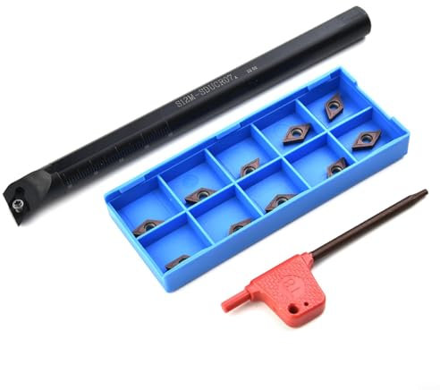 HOHOVYVY Burin de tournage, S12M-SDUCR07 12 mm Support pour outil rotatif + insert en carbure DCMT0702