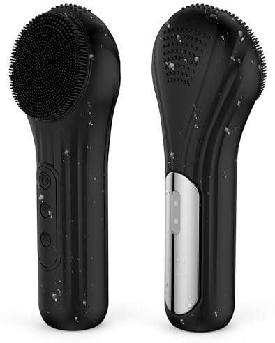 Gesichtsreinigungsbürste Wiederaufladbare wasserdichte zum Reinigen Peelen Massieren elektrisches Gesichtspeeling für Frauen und Männer (Schwarz)