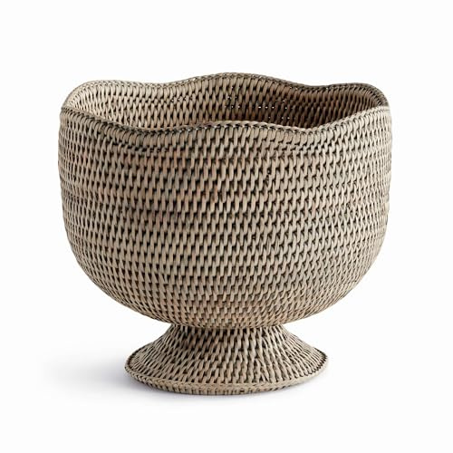 Napa Home & Garden Burma Rattan Footed Cachepot Gray