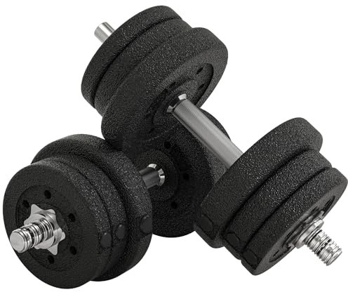 HOMCOM Kurzhantel Set 25KG Hantelset mit Hantelscheiben für Zuhause Büro Fitnessstudio Stahl Kunstleder Schwarz Krafttraining