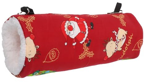 Toyvian Túnel De Calentamiento para Mascotas Rojo De Navidad Tubo para Conejos y Hámsters Lecho De Escondite para Animales Pequeños para Dormitorios De Invierno