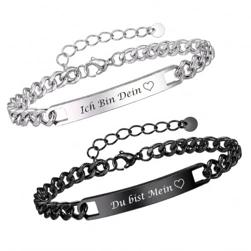 XUANPAI Partnerarmband med gravyr personliga armband armband armband med gravyr vänskapsarmband par armband personligt partnerarmband rostfritt stål för par män kvinnor alla hjärtans dag