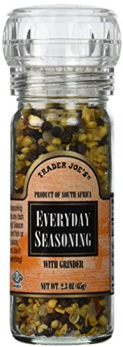 Trader Joe's Everyday Seasoning with Built in Grinder Use on Everything Everyday Sea Salt,mustard Seeds, Black Peppercorns,coriander,onion,garlic,paprika & Chili Pepper 2.3oz