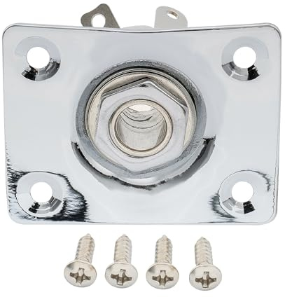 Musiclily Basic 6.35mm Rectangle Guitar Loaded Jack Socket Plate Chrome
