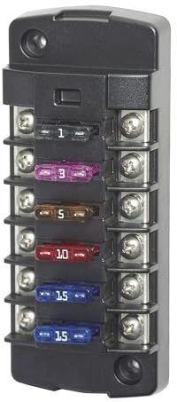 Blue Sea Systems 5037 ST Bloque de fusibles de cuchilla 6 circuitos independientes