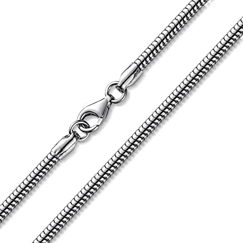 Materia 925 Sterling Silber Schlangenkette 3mm Damen Halskette Collier rhodiniert in 50 cm K28-50cm