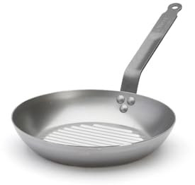 De Buyer 5530.26 Runde Pfanne Grill Mit Stiel Aus Bandstahl 26Cm, Metallic, Silber