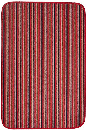 Dandy by William Armes, Ios Stripe Indoor Washable Rug, Red, 100 x 67