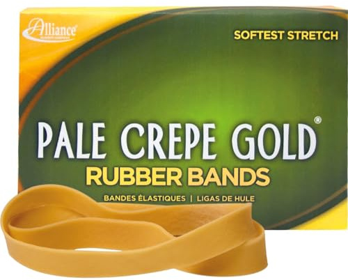 Alliance Rubber 21055 Pale Crepe Gold Rubber Bands Size #105, 1 lb Box Contains Approx. 95 Bands (5 x 5/8, Golden Crepe)