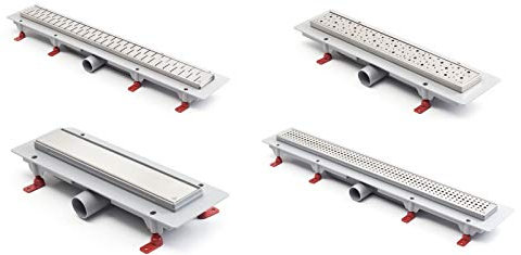 MCH Canalina per doccia a pavimento in acciaio inox, scarico piatto, 75 cm, modello: classico montaggio a parete