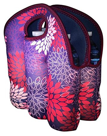 Koverz - #1 Neoprene Insulated 6-Pack Carrier, Beer Bottle Carrier, Six-Pack Tote - Midnight Mums