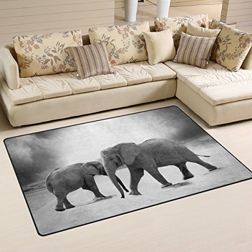 yibaihe leicht Bedruckt Bereich Teppich Teppich Fußmatte Afrika Deko Tier Elefant wasserabweisend leicht zu reinigen für Wohnzimmer Schlafzimmer 80 x 51 cm