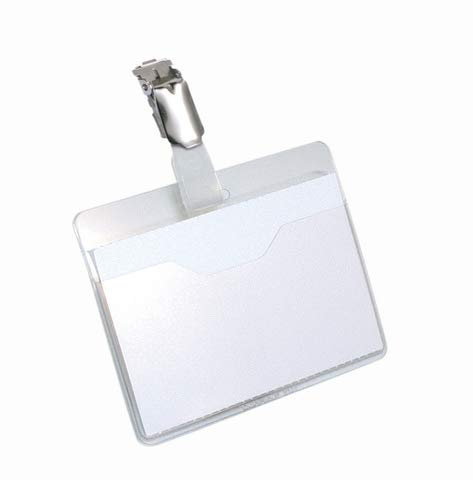DURABLE Namensschild, mit: Clip, Hartfolie, 90 x 60 mm, transparent (25 Stück), Sie erhalten 1 Packung á 25 Stück