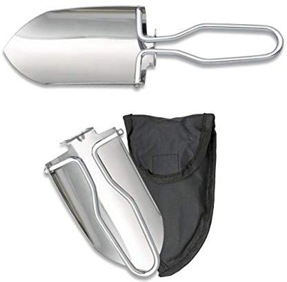 Pala Plegable de Acero 23 cm con Funda incluida para Caza, Pesca, Camping, Outdoor, Supervivencia y Bushcraft Albainox 33434 + Portabotellas de Regalo