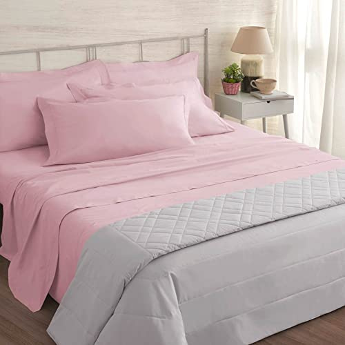 Manifattura Tessile - Lakan Percale Pelleovo 220 TC Enfärgad Sängkläder - Ljusrosa, 180 x 200 Dubbel Kingsize
