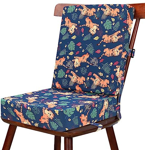 Sitzerhöhung Stuhl Kind für Den Tisch - Kinder 2 Sitzerhöhung Stühle mit unterschiedlicher Höhe Abnehmbare Leicht zu reinigende Rutschfester Unterseite und verstellbaren Sicherheitsgurten (Tiger)