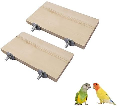 2PCS Bird Platform Flat Wooden Stand Pet Platform Climbing Platform Bird Cage Accessories for Small Animals Parakeets Budgies Chinchilla Hamster Rat Mouse Parrot