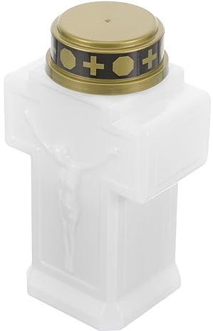 Amosfun Candele Senza Fiamma Di Halloween Di Senza Fiamma Decorazioni Cimiteriali Luce Del Cimitero a Led Di Elettrico Decorativo Tombale a Led Gesù Plastica Bianca Ornamenti