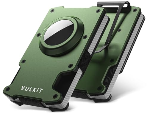 VULKIT Portefeuille Airtag avec Pince à Billets et Protection RFID en Métal, Porte Cartes Bancaire Ultra Fin pour Cartes et Billets, Format de Pochepoche