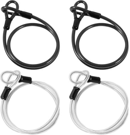 sotode 4 Stück Schlaufenkabel Stahlseil mit Ösen Sicherheitskabelschloss Edelstahl Sicherheitskabel 1m für Fahrräder Motorräder Glastüren und verschiedene Großgeräte (Schwarz Silber)