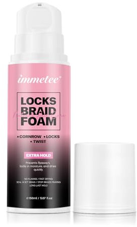 immetee Braid Foam, Mousse per Capelli per Trecce Twist, Ciocche, Tenuta Extra Alta Lucentezza e Idratazione dei Capelli, Mousse per il Controllo dei Capelli. 150 ml