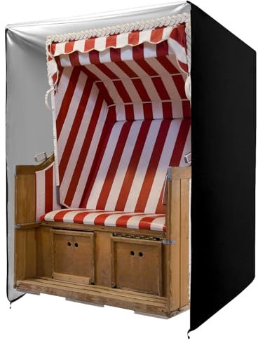 QWORK® Strandkorb Schutzhülle 420D Oxford, 135x105x175 cm, Mit PVC-Beschichtung, UV-Beständig